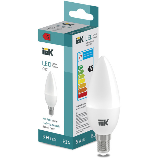 Лампочка IEK LED Candle C37 400lm 4000K E14