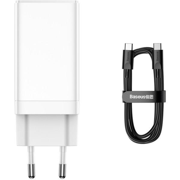 Сетевое зарядное устройство Baseus GaN3 Pro Fast Charger 2C+U 65W CCGP050102 White