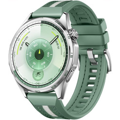 Смарт-часы HUAWEI Watch GT 6 46mm (ATM-B19) серебристый, с зеленым плетеным ремешком