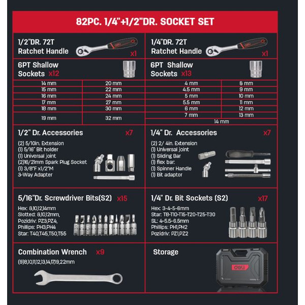 Универсальный набор инструментов Deli EDQ45082