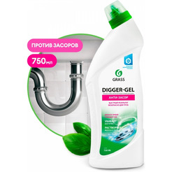 Средство щелочное для прочистки канализационных труб GRASS "DIGGER-GEL" 750мл (125181)