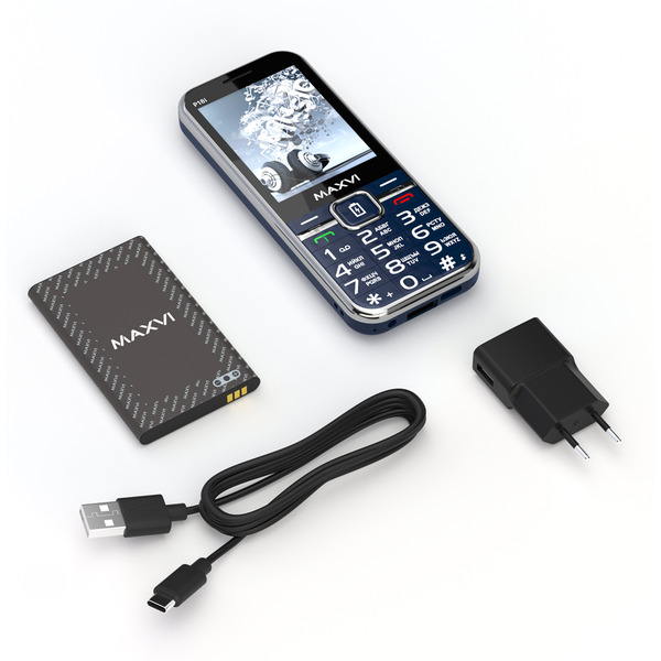 Мобильный телефон Maxvi P18i +ЗУ WC-114 (синий)