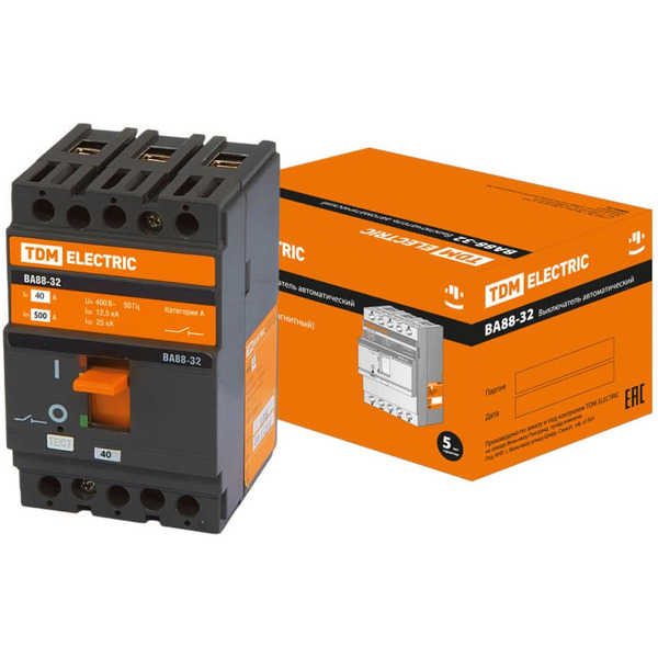 Выключатель автоматический TDM Electric ВА88-32 3Р 40А 25кА SQ0707-0004
