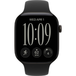 Умные часы Apple Watch Series 12 46 мм MJEL4X/A (алюминиевый корпус, черный/черный, спортивный силиконовый ремешок M/L)