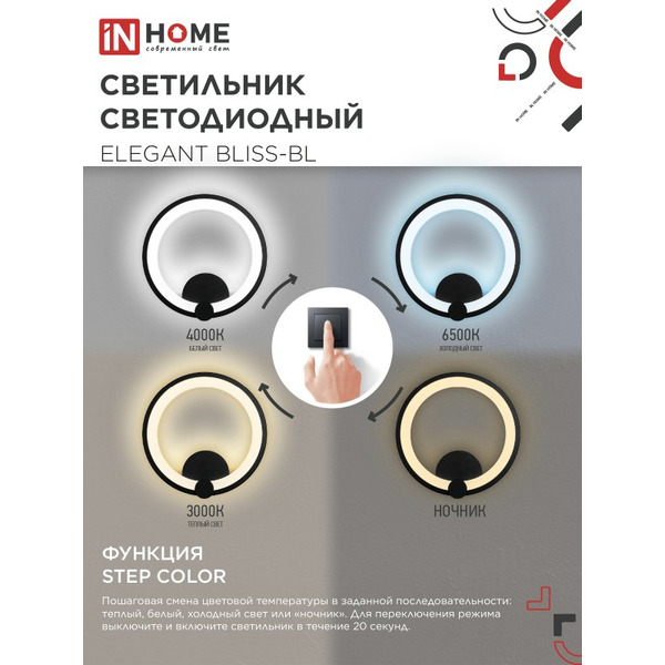 Светильник светодиодный  IN HOM ELEGANT BLISS-WH (4690612062280)