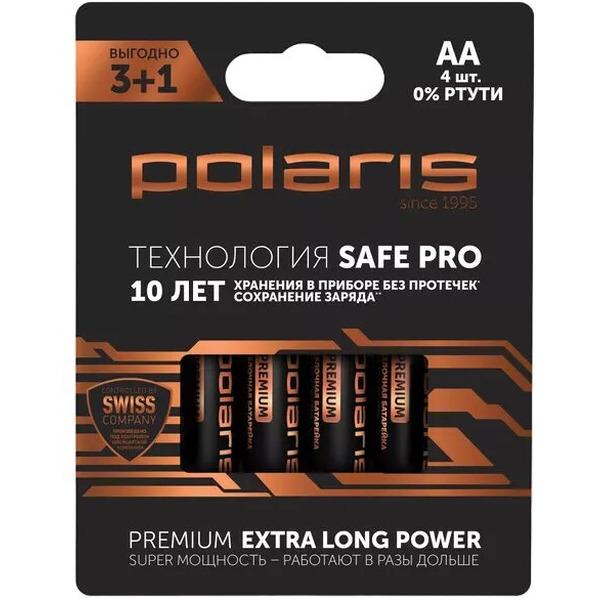 Батарейки щелочные Polaris PB АА (4шт) Premium