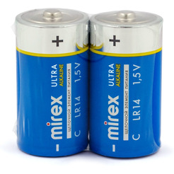 Батарея щелочная Mirex LR14 / C 1,5V  2 шт (2/12/96), shrink 23702-LR14-S2