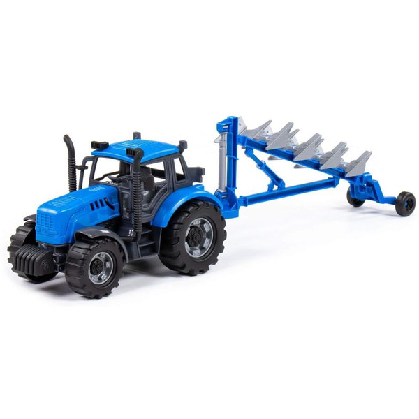 Трактор Полесье Прогресс с плугом 91291 (синий)