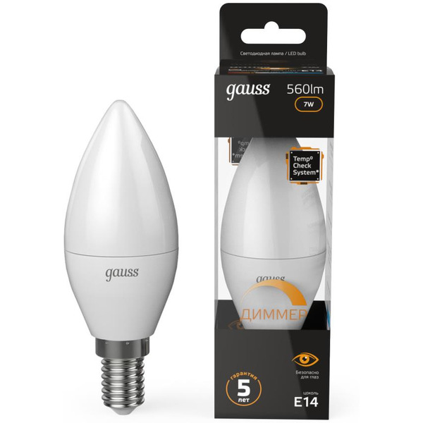 Светодиодная лампочка Gauss Candle-dim E14 7 Вт 3000 К 103101107-D