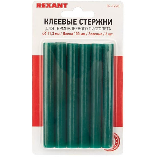 Клеевые стержни Rexant 09-1228 (6 шт, зеленый)