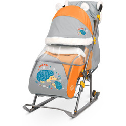 Санки-коляска НИКА Детям 6 Ежик (оранжевый/серый)