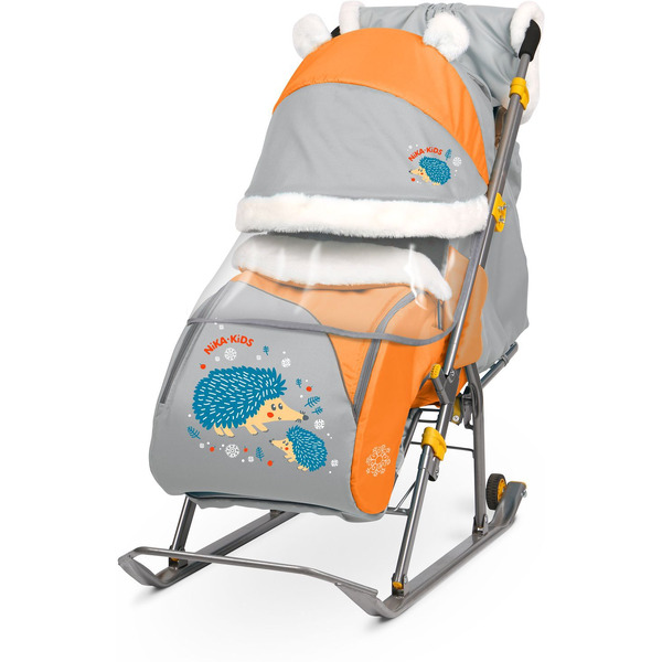 Санки-коляска НИКА Детям 6 Ежик (оранжевый/серый)