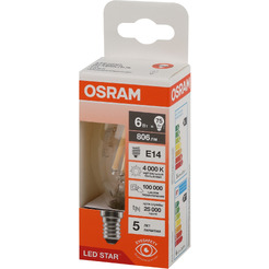 Лампа светодиодная филаментная OSRAM B75 6W 4000K E14