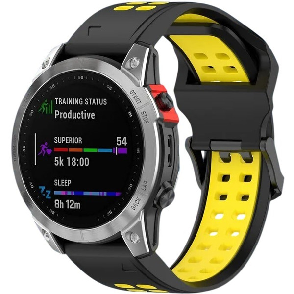 Ремешок Bingo Double Holes для часов 26мм (черный с желтым)