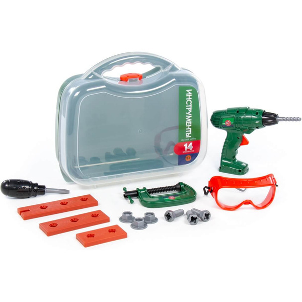 Набор инструментов Полесье №59 (14 элементов) 92810 (зелёный)