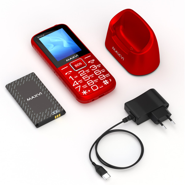 Мобильный телефон Maxvi B21ds up +ЗУ WC-112 (красный)