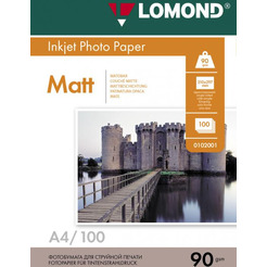 Фотобумага Lomond Матовая A4 90 г/кв.м. 100 листов (0102001)