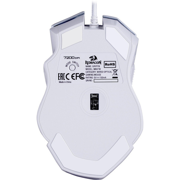Проводная игровая мышь REDRAGON Griffin белый,RGB,7кнопок,7200dpi (77836)