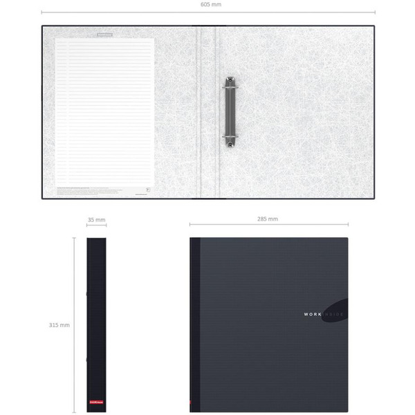 Файл-регистратор Erich Krause А4/35мм WORK INSIDE, ламинированный, черный 19868