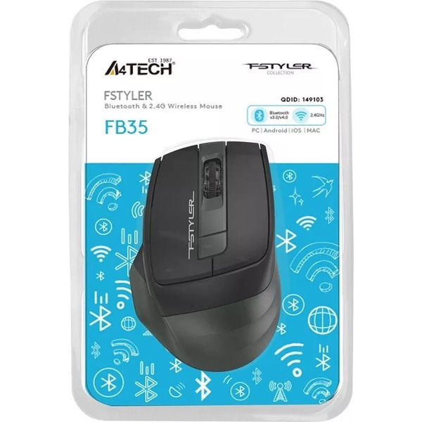 Мышь A4Tech Fstyler FB35 (черный/зелёный)