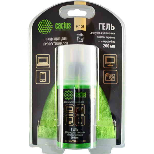 Чистящий набор Cactus CS-S3004BL для экранов и оптики (салфетка + гель, 200 мл)
