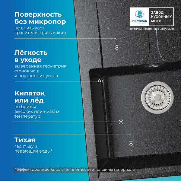 Мойка кухонная Polygran Gals 620 (черный)