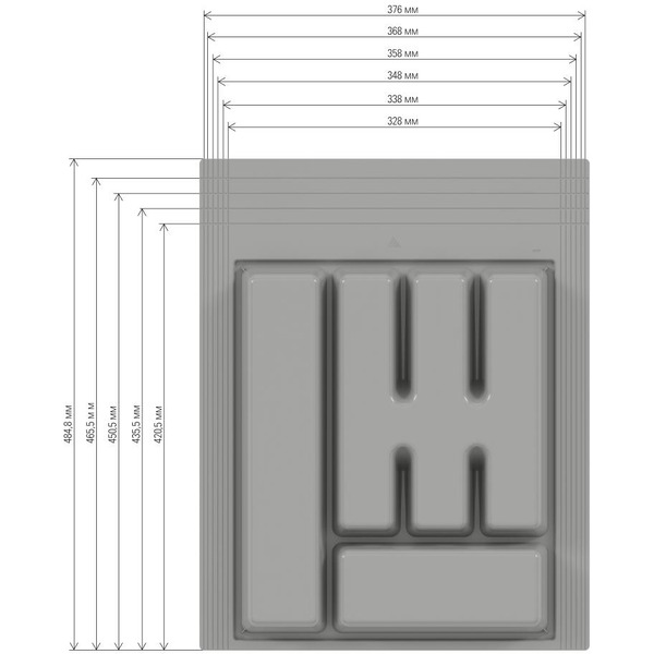 Лоток для столовых приборов Альтернатива М8535 (серый)