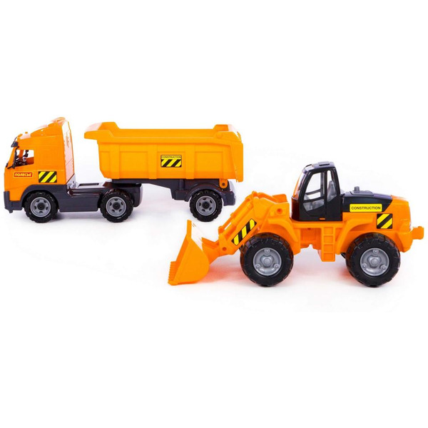 Автомобиль-самосвал с полуприцепом + трактор-погрузчик Полесье 0384 (в коробке)