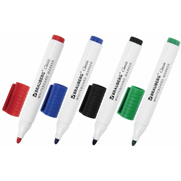 Маркеры стираемые для белой доски BRAUBERG CLASSIC 152117