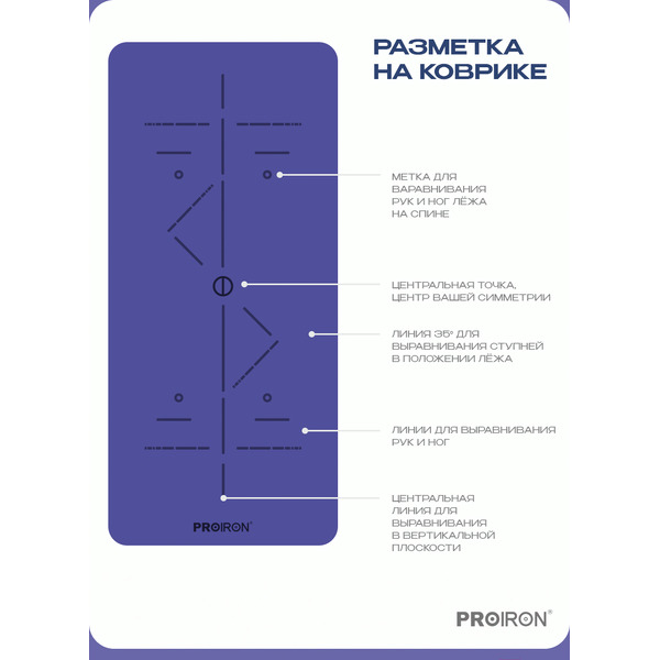Коврик для йоги и фитнеса Proiron К1887ТСФ (серо-фиолетовый)