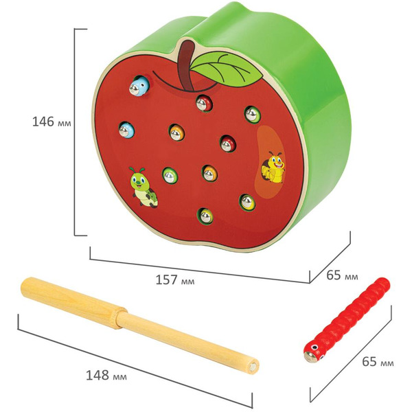 Магнитная рыбалка BRAUBERG Червяки в яблоке 665244