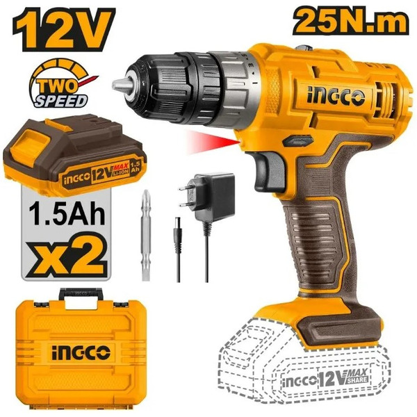 Дрель-шуруповерт аккумуляторная INGCO CDLI1228 CDLI