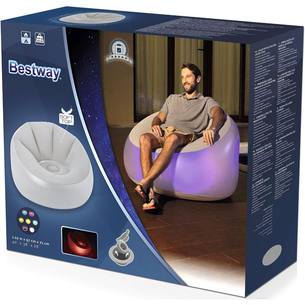 Надувное кресло Bestway Inflate-A-Chair LED 75086 (102x97x71)