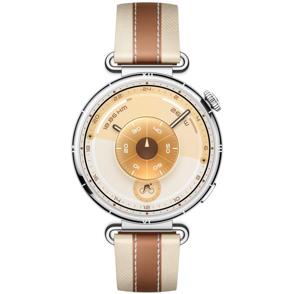 Смарт-часы HUAWEI Watch GT 6 41mm (KSU-B19) серебристый, с коричневым кожаным ремешком