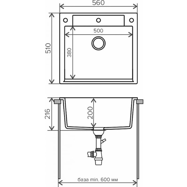 Мойка кухонная Polygran Argo 560 (черный)