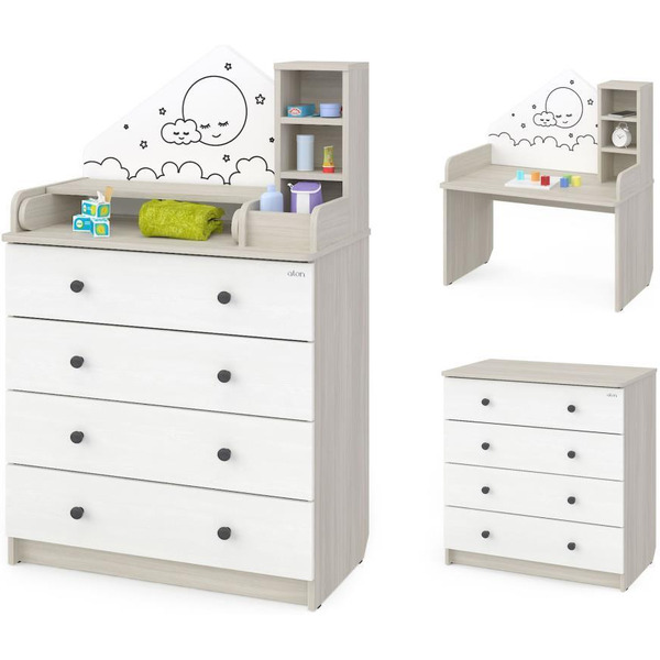 Комод пеленальный Атон Сириус ALF 804 ЛДСП (шимо светлый/белый)