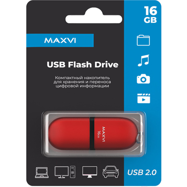 USB флеш Maxvi SF 16GB FD16GBUSB20C10SF (красный)