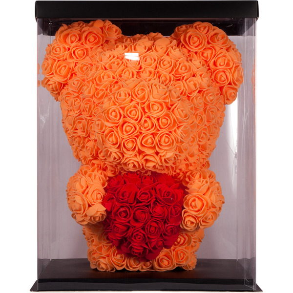 Мишка из роз с сердцем TEDDY ROSE BEAR оранжевый (8025)