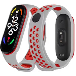 Ремешок Bingo Sport для XIAOMI Mi Band 5/6/7 Серый с красным