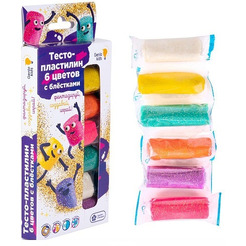 Набор для детской лепки GENIO KIDS-ART «Тесто-пластилин 6 цветов с блёстками» TA1091