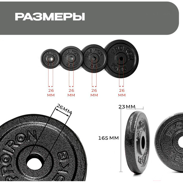 Набор чугунных дисков Proiron НЧД4250 (4 х 2,5 кг)