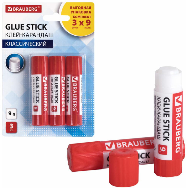 Клей-карандаш BRAUBERG 271305 (3 шт)
