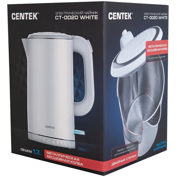 Электрочайник CENTEK CT-0020 (белый)