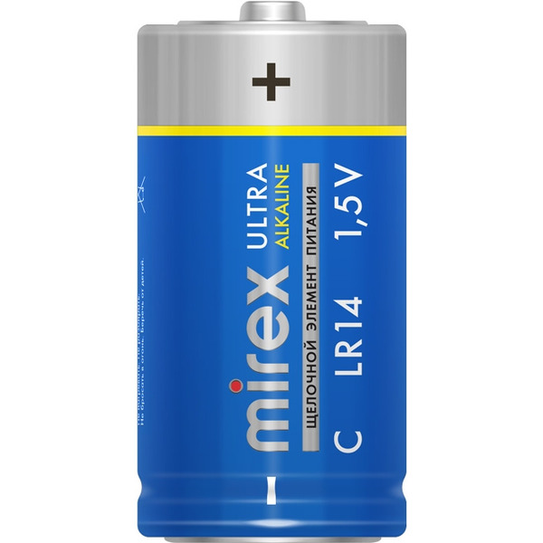 Батарея щелочная Mirex LR14 / C 1,5V  2 шт (2/12/96), shrink 23702-LR14-S2