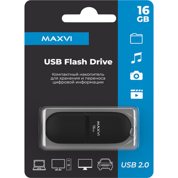 USB флеш Maxvi SF 16GB FD16GBUSB20C10SF (черный)