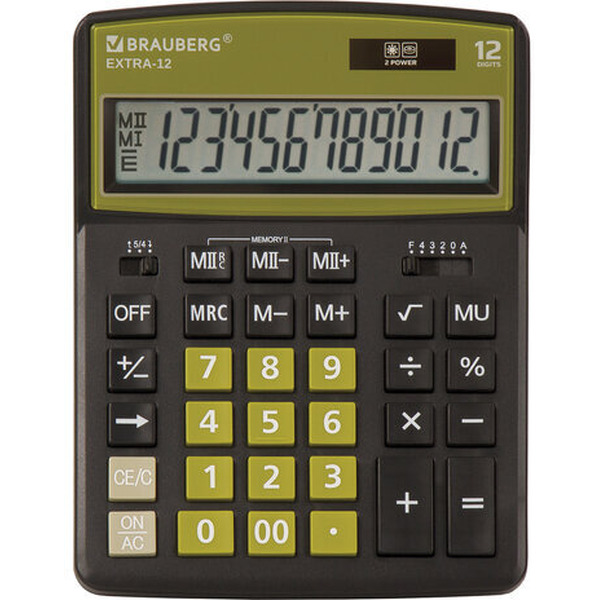 Калькулятор BRAUBERG Extra 12-BKOL 250471 (черный/оливковый)