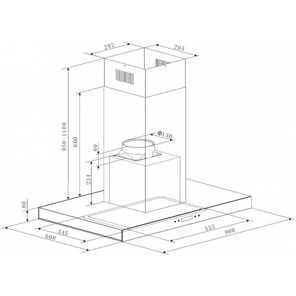 Кухонная вытяжка MAUNFELD Harbour (ISLA) 90 (нержавеющая сталь/черное стекло)