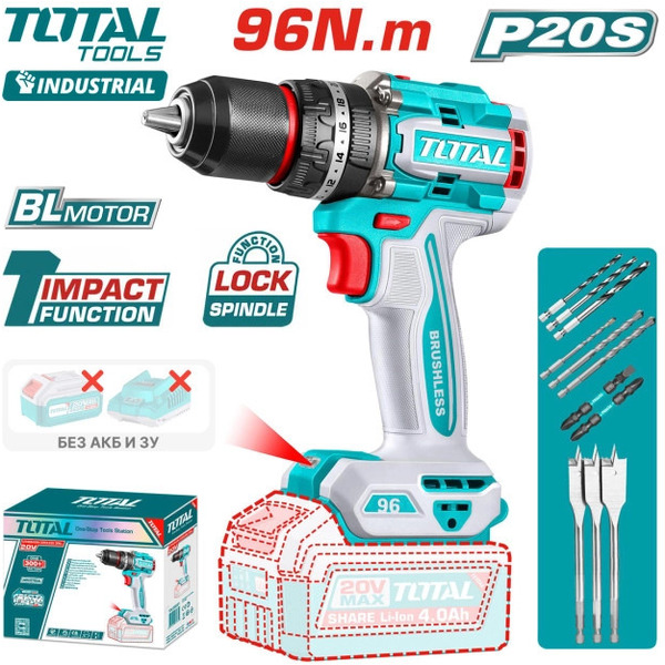 Ударная дрель-шуруповерт Total TIDLI209681 (без АКБ)