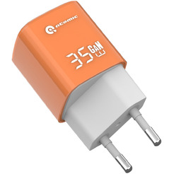 Зарядное устройство Atomic CRYSTAL G351 GAN 35W 2-порта USB (A+C) с кабелем USB (С-С) 1.2 метра, цвет оранжевый | 10.197
