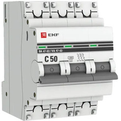 Выключатель автоматический EKF PROxima ВА 47-63 3P 50А (C) 4.5kA